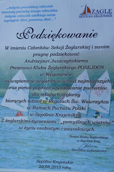 Regaty kończące rozgrywki Pucharu Kujawsko?Pomorskiego Okręgowego Związku Żeglarskiego