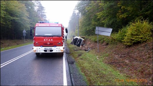 Lędyczek: Pojazd pomocy drogowej w rowie