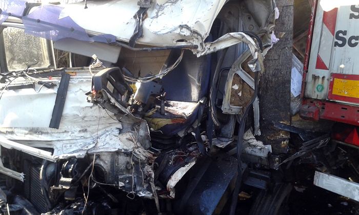 Zderzenie ciężarówek w Zalesiu