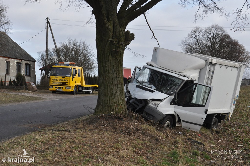 Ford Transit uderzył w drzewo