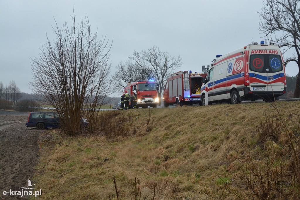 Volvo wypadło z drogi