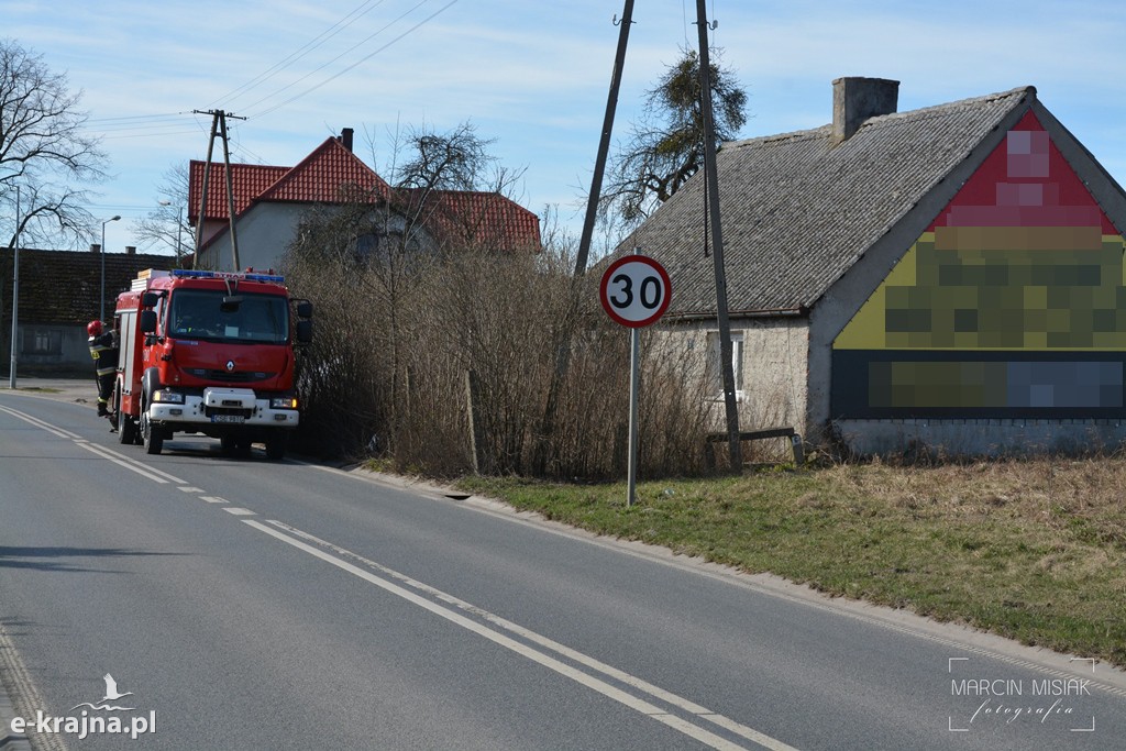 Pożar trawy w Sikorzu