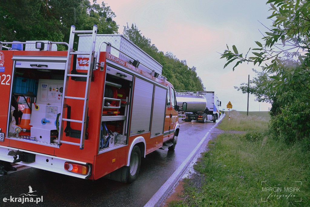 Zderzenie osobówki z TIR-em w Olszewce