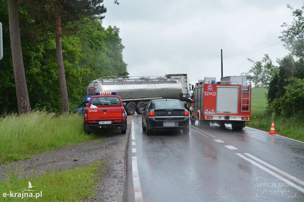 Zderzenie osobówki z TIR-em w Olszewce