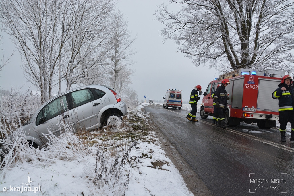 Citroen wpadł do rowu