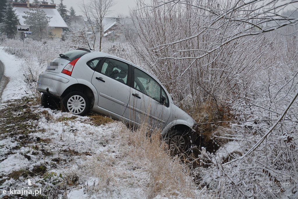 Citroen wpadł do rowu