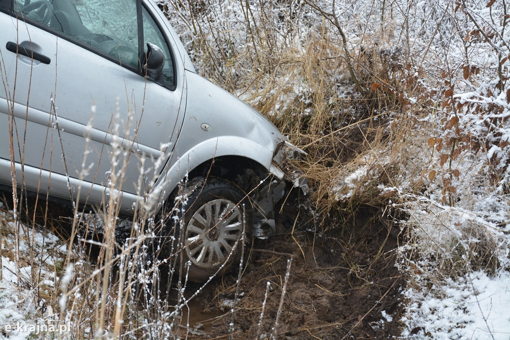 Citroen wpadł do rowu