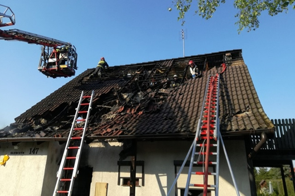 Pożar budynku w Głubczynie