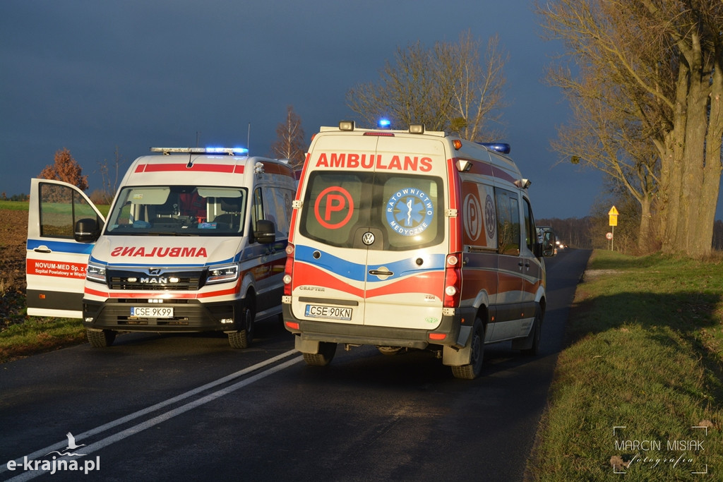 Wypadek na trasie Więcbork - Sępólno Krajeńskie