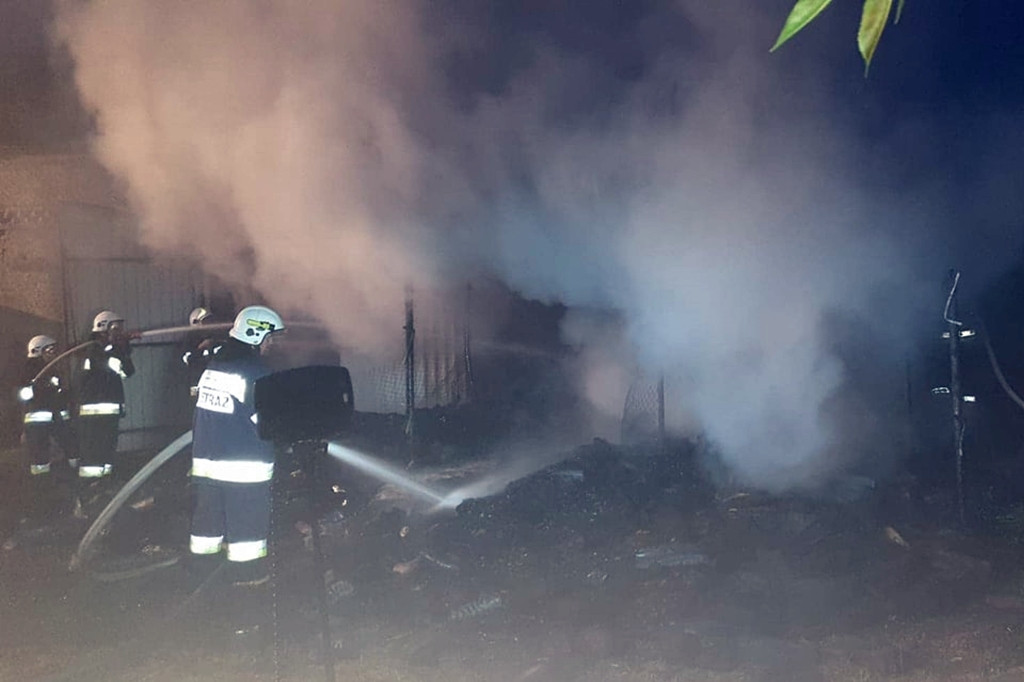 Pożar budynku gospodarczego