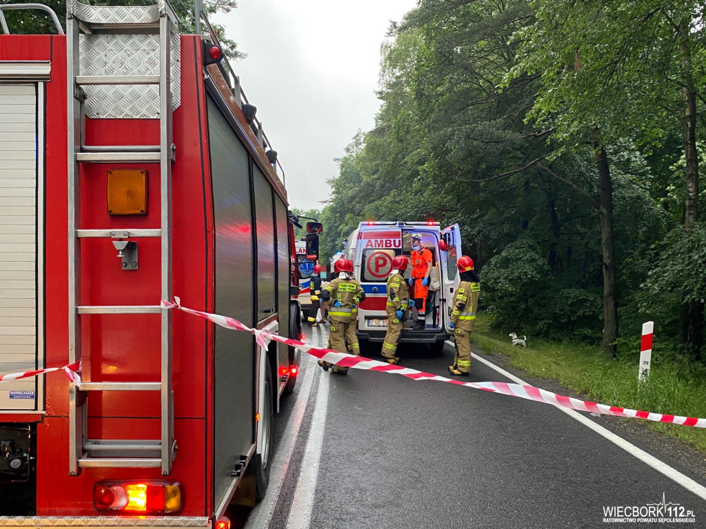 Czołowe zderzenie dwóch samochodów osobowych - 5 osób poszkodowanych