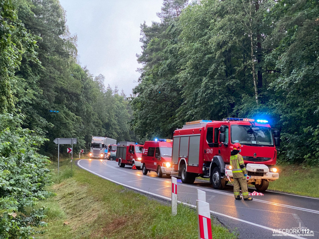 Czołowe zderzenie dwóch samochodów osobowych - 5 osób poszkodowanych