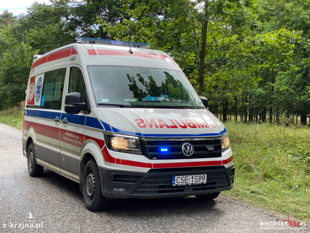 Groźny wypadek pod Sępólnem Krajeńskim, dwie osoby poszkodowane