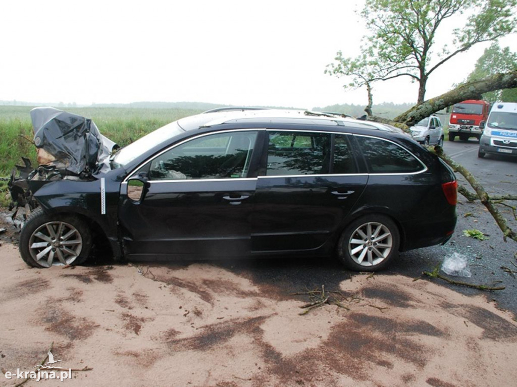Osobowa skoda uderzyła w drzewo