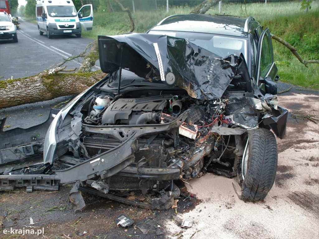 Osobowa skoda uderzyła w drzewo