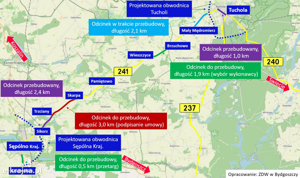Kolejny etap prac na trasie Sępólno Krajeńskie-Tuchola