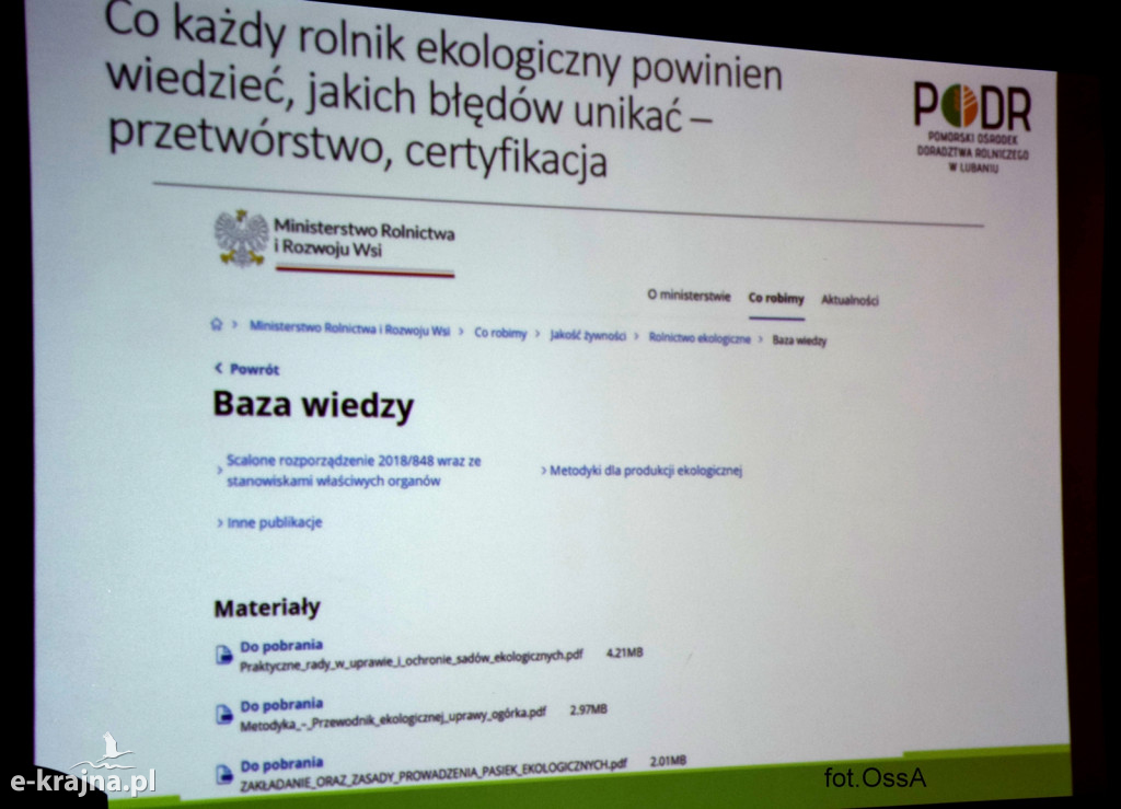 Konferencja i szkolenie na temat funkcjonowania gospodarstw ekologicznych