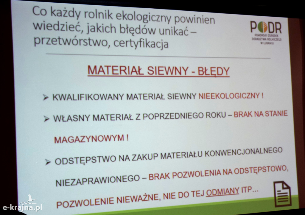 Konferencja i szkolenie na temat funkcjonowania gospodarstw ekologicznych