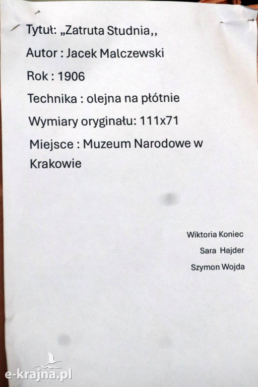Sypniewo: Igraszki ze sztuką w ZSCKR - wystawa żywych obrazów 2