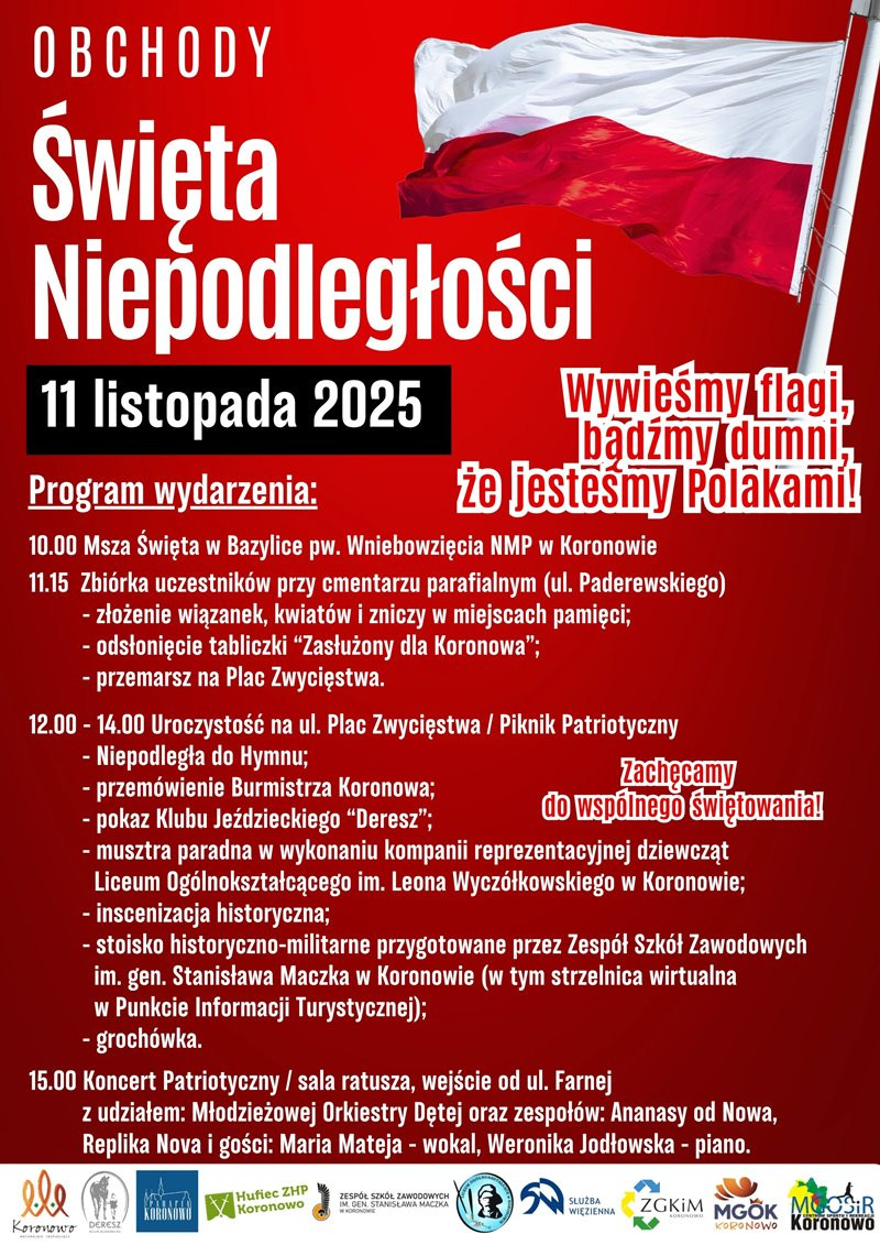 Obchody Święta Niepodległości - Koronowo 2025