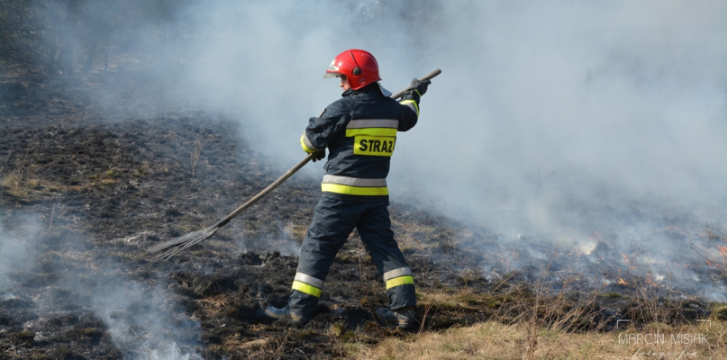 Pożar nasypu kolejowego w Sępólnie - fot. Marcin Misiak