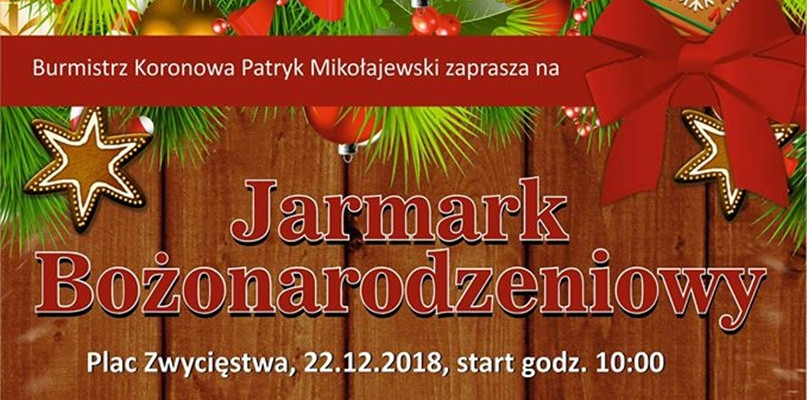 Zaproszenie na Jarmark Bożonarodzeniowy w Koronowie