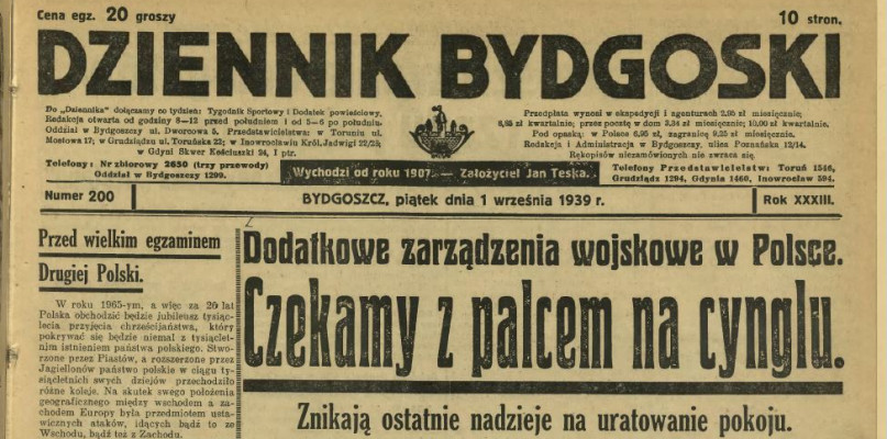 Czekamy z palcem na cynglu - fot. Dziennik Bydgoski 1.09.1939