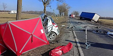 Kujawsko-pomorskie: Czołowe zderzenie osobowego Renault z ciągnikiem siodłowym Sca