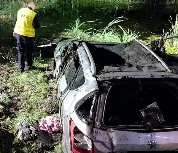 Tragiczny wypadek w kujawsko-pomorskim. Nie żyją dwie osoby po tym, jak auto wpad