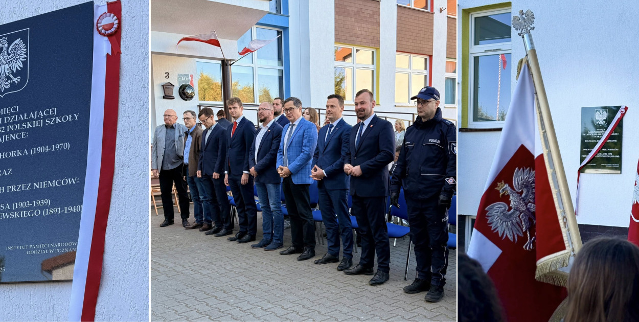 Uroczystość odsłonięcia Tablicy Pamięci Nauczycieli Polskiej Szkoły w Krajence - fot Starostwo Powiatowe w Złotowie
