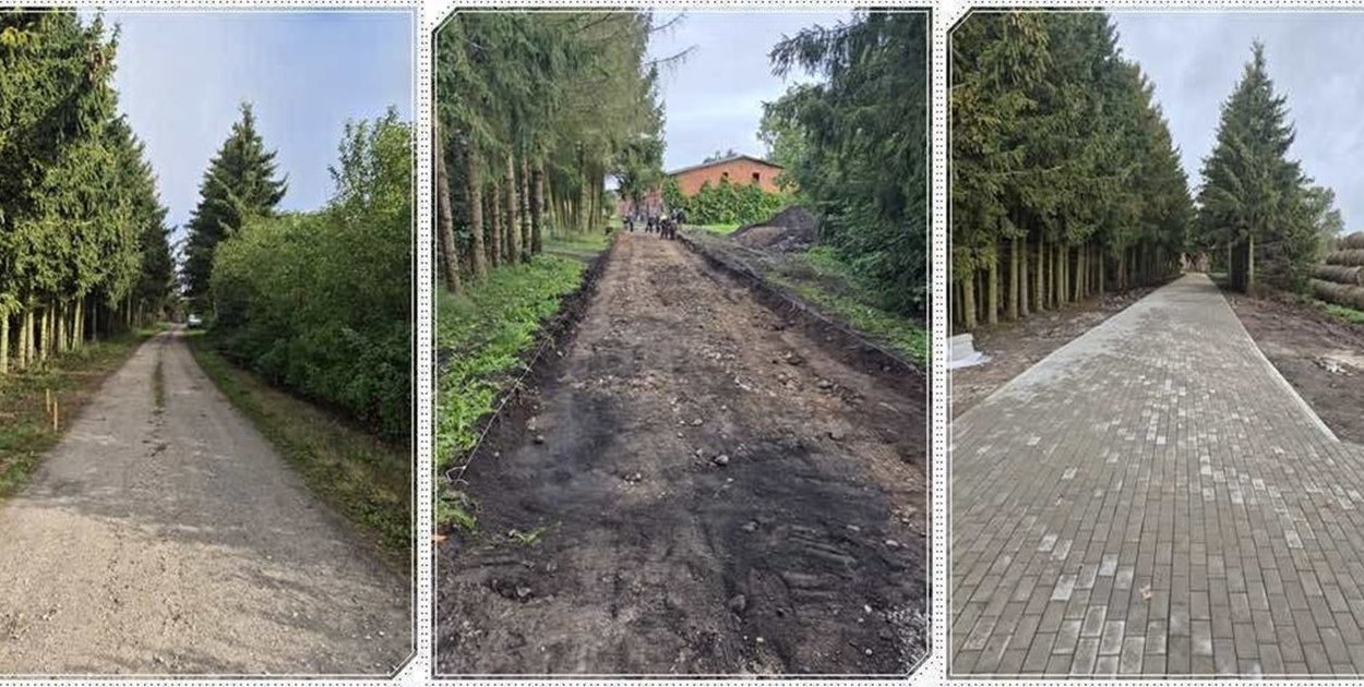 Gmina Debrzno zakończyła budowę 500 metrów nawierzchni z kostki betonowej w miejscowości Smug - fot. Gmina Debrzno