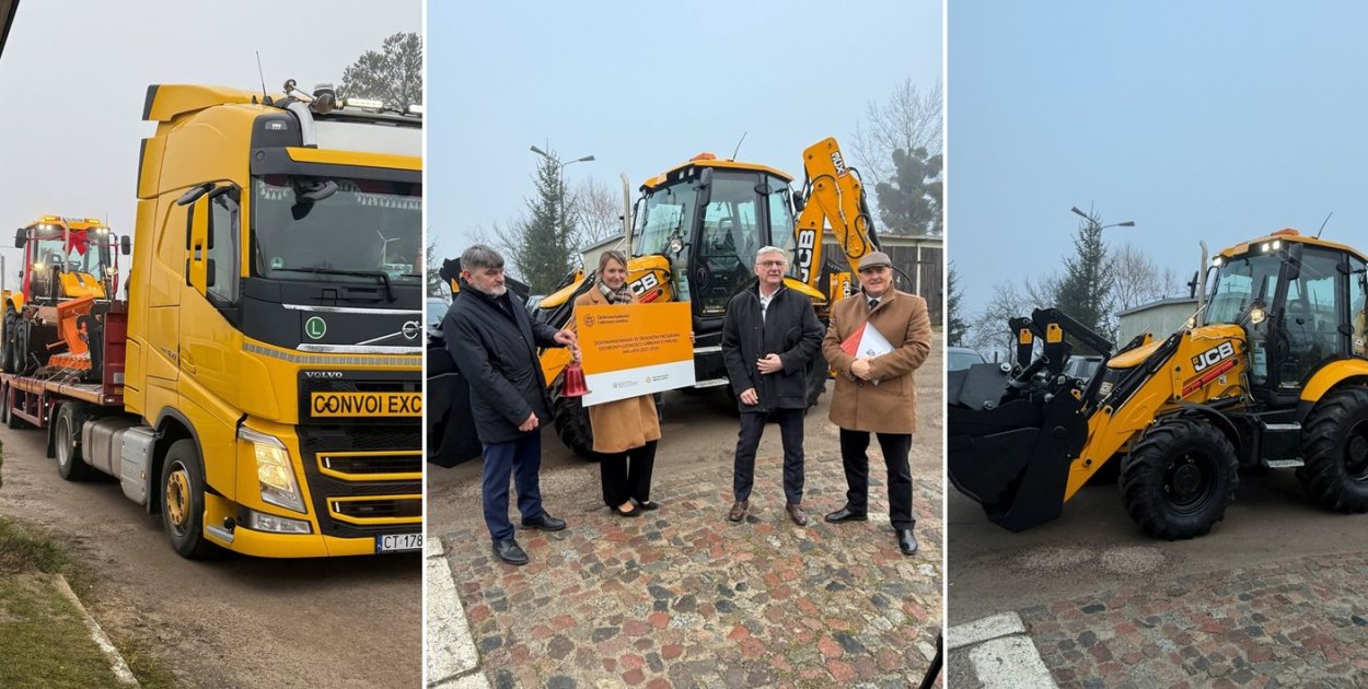 Zarząd Drogowy w Sępólnie Krajeńskim wzbogacił się o nową koparko-ładowarkę kołową - fot. Powiat Sępoleński