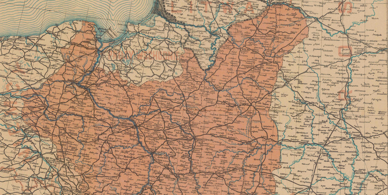23 stycznia 1920 roku Więcbork wrócił do Polski - Mapa Polski według traktatu wersalskiego. (Biblioteka Narodowa)