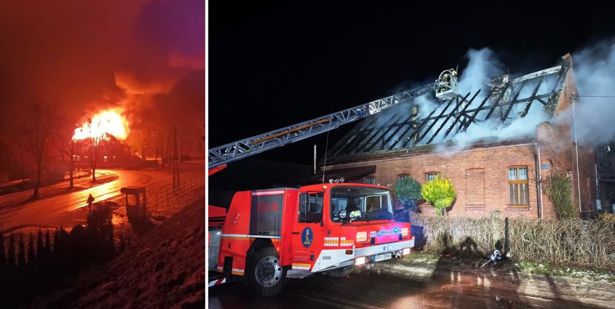 Pożar poddasza w budynku mieszkalnym w Brzostowie