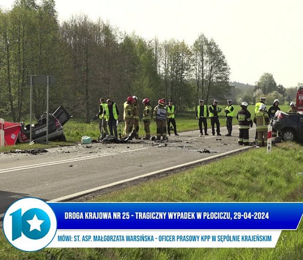 Tragiczny wypadek na DK 25 w m. Płocicz (gm. Kamień Krajeński). Nie żyją 2 osoby, 29.04.2024