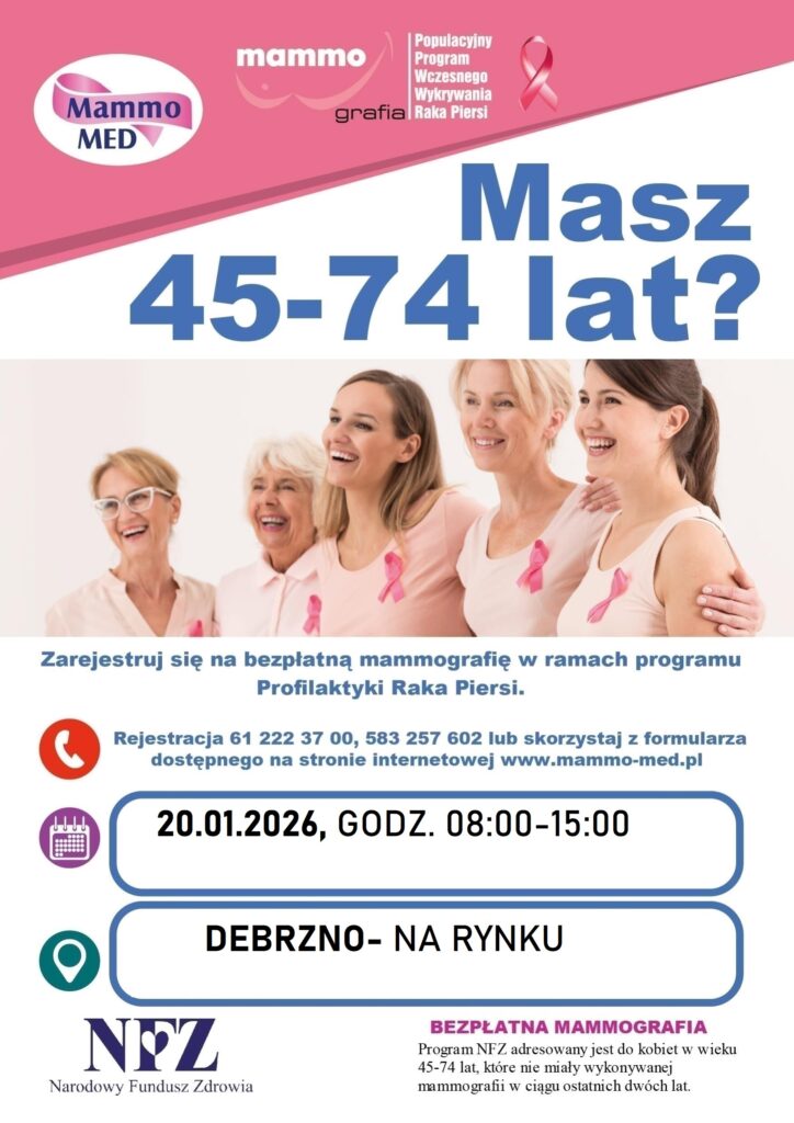 Bezpłatne badania mammograficzne w Debrznie