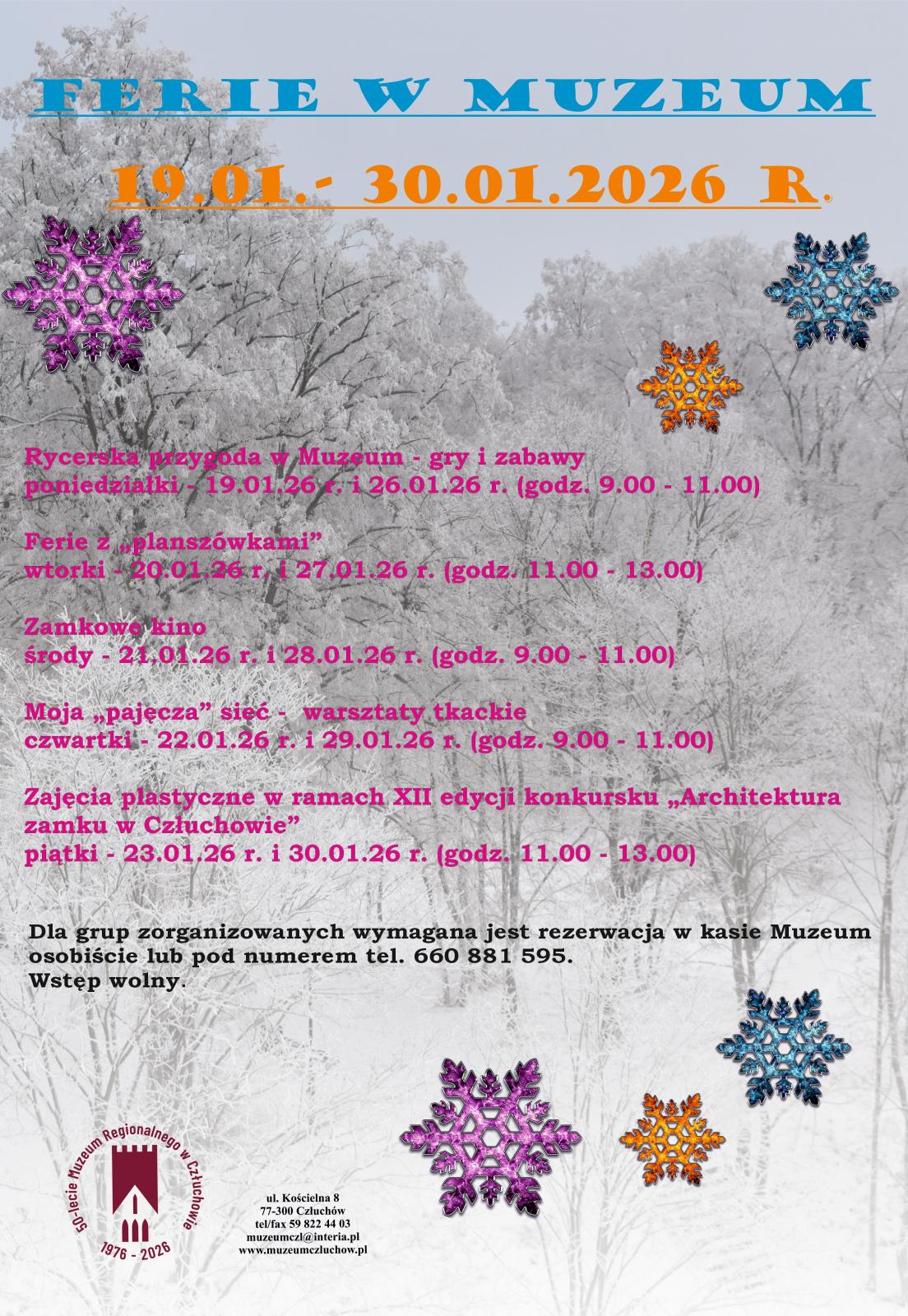 Nie tylko Miejski Dom Kultury, ale tradycyjnie także Muzeum Regionalne i Miejska Biblioteka Publiczna organizują w tym roku zajęcia feryjne w Człuchowie