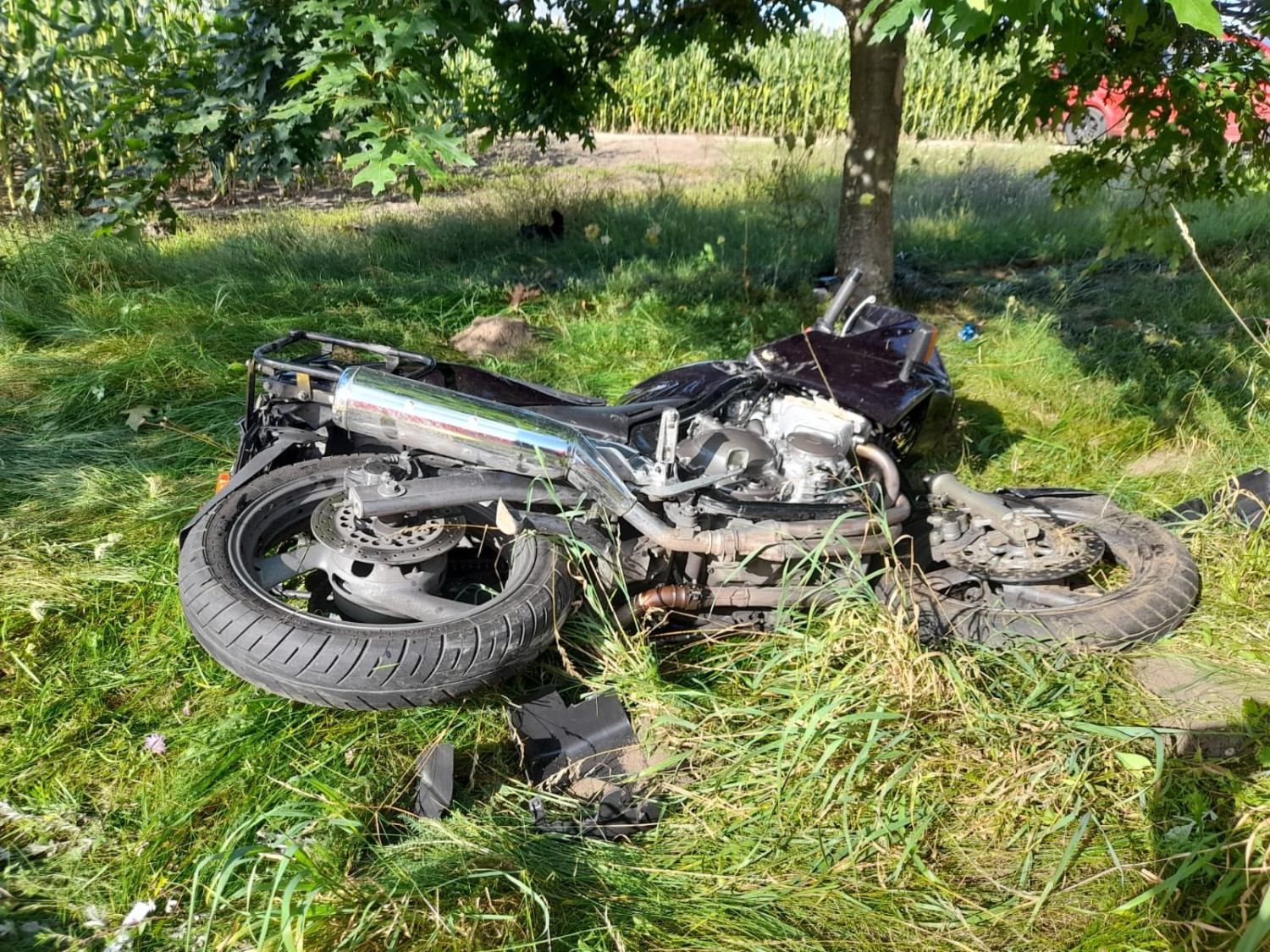 Śmiertelny wypadek motocyklisty w powiecie człuchowskim - fot. KPP Człuchów