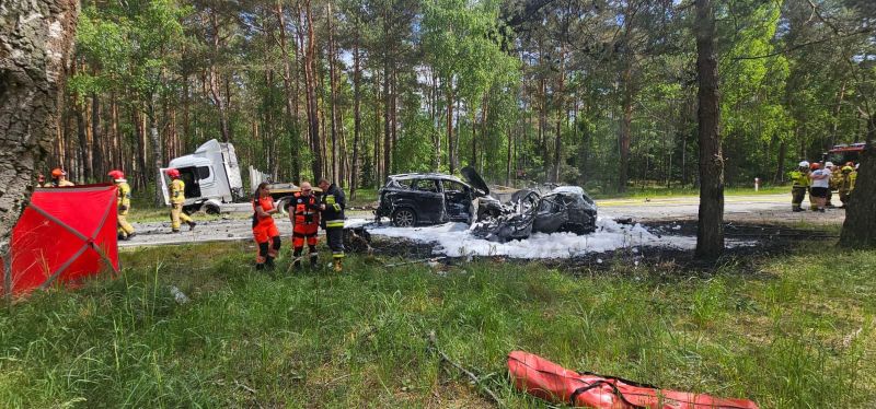 Śmiertelny wypadek na DW 201 w gminie Człuchów - fot. KPP Człuchów