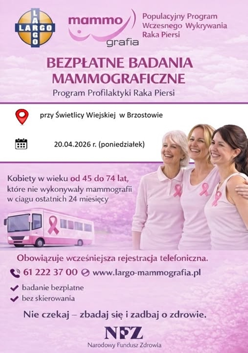 Bezpłatne badania mammograficzne w gminie Miasteczko Krajeńskie