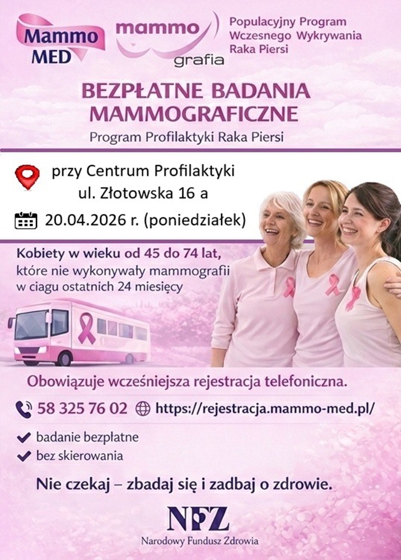 Bezpłatne badania mammograficzne w Łobżenicy